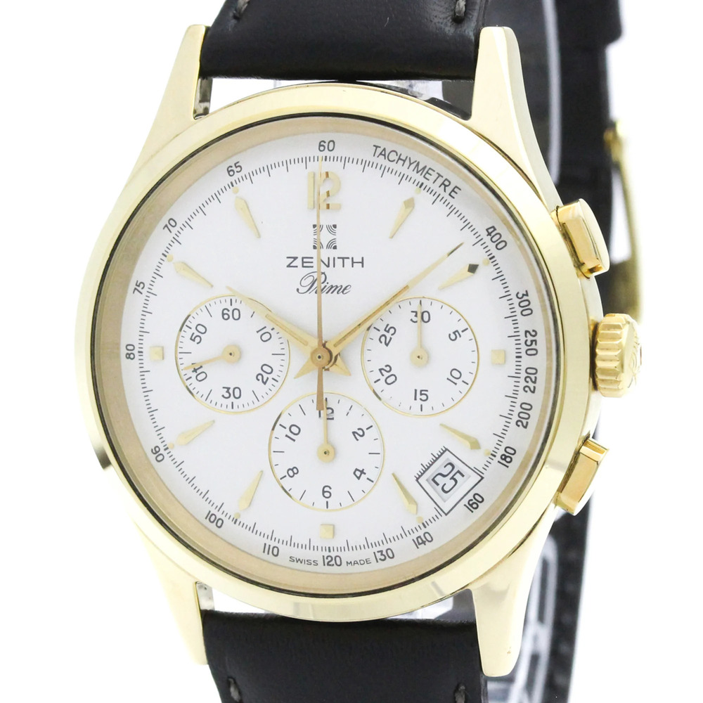 ZENITH Prime Chronograph Gold Plated Hand-Winding Mens Watch 20-0010.420 Poli...